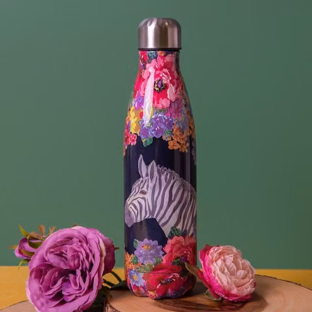 Mikasa Wild at Heart Zebra Vacuum Insulated Stainless Steel Water Bottle, 500 ml, Multicolour