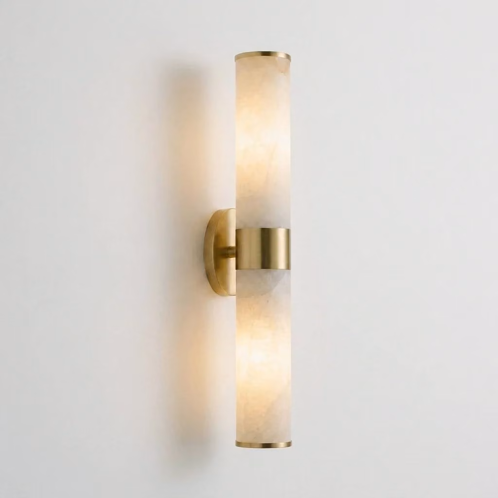 Araco Lumière Frozen Glow Alabaster Wall Light in White and Gold/Brass