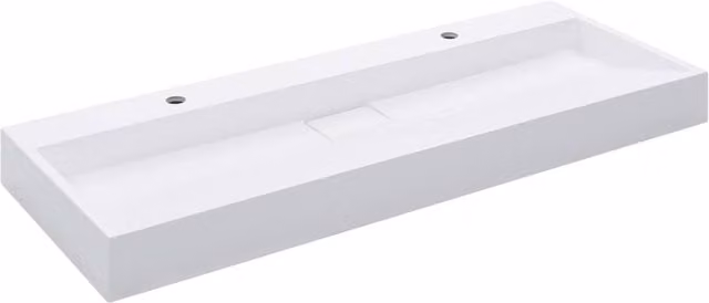 Berkfield Home White Mineral Cast Rectangular Wall Hung Wash Basin W: 120 cm, D: 46 cm, H: 11 cm – 1