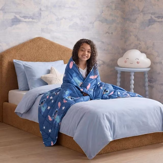 OHS Kids Stitch Weighted Sensory Sleep Throw, Blue, W: 100 cm, L: 150 cm