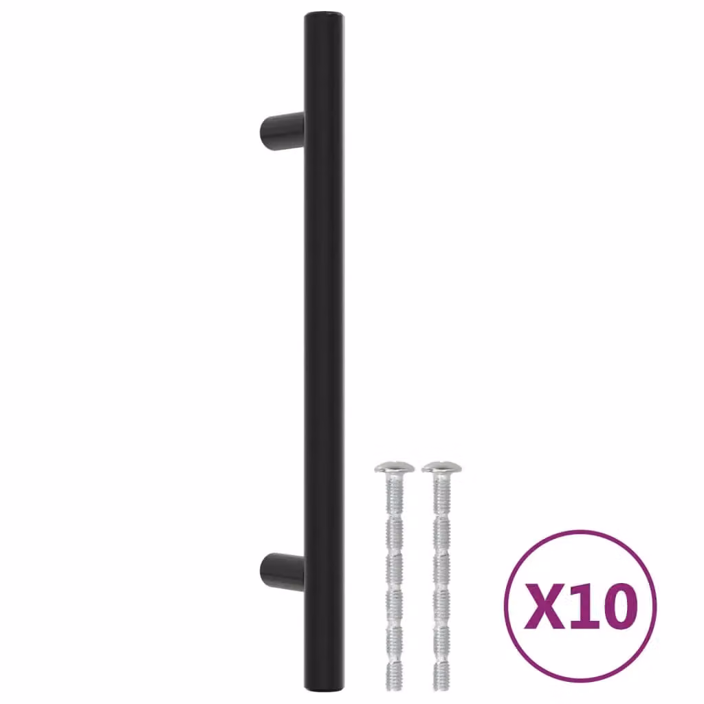 Berkfield Home Matt Black Stainless Steel Bar Cabinet Handles, 10 Pack, Length: 128 mm – 2