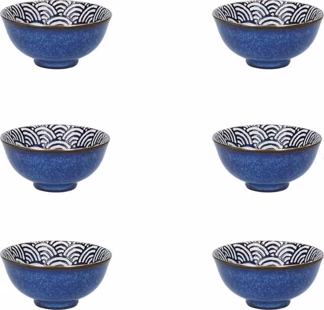 Mikasa 6-Piece Geometric Porcelain Dinner Set in Blue, White and Gold