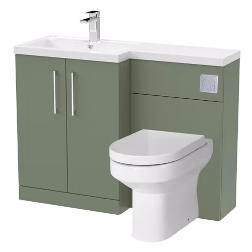 Balterley Modern Floor Standing 2 Door Green Vanity Unit with Basin and WC Unit including Toilet Pan and Soft Close Seat – 1