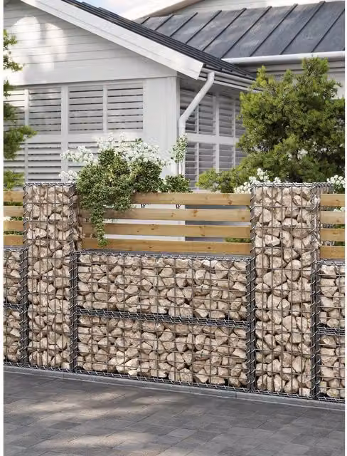 SONGMICS Set of 10 Black Galvanised Steel Metal Gabion Baskets
