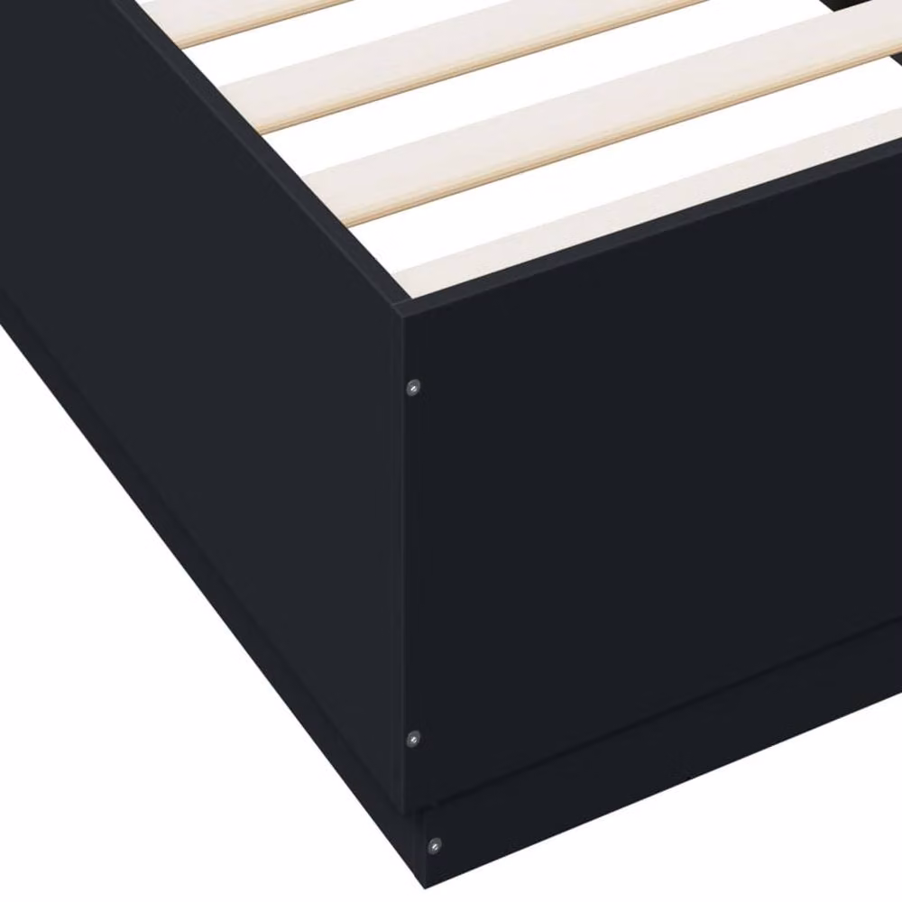 Berkfield Home Modern Black Bed Frame with LED Under-Bed Lighting and USB Charging Port, W: 100 cm, L: 200 cm – 5