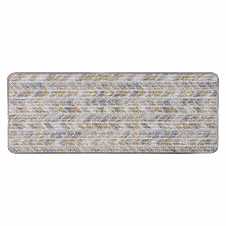 JVL Fiora Machine Washable Runner in Grey Quartz Chevron Geometric Design