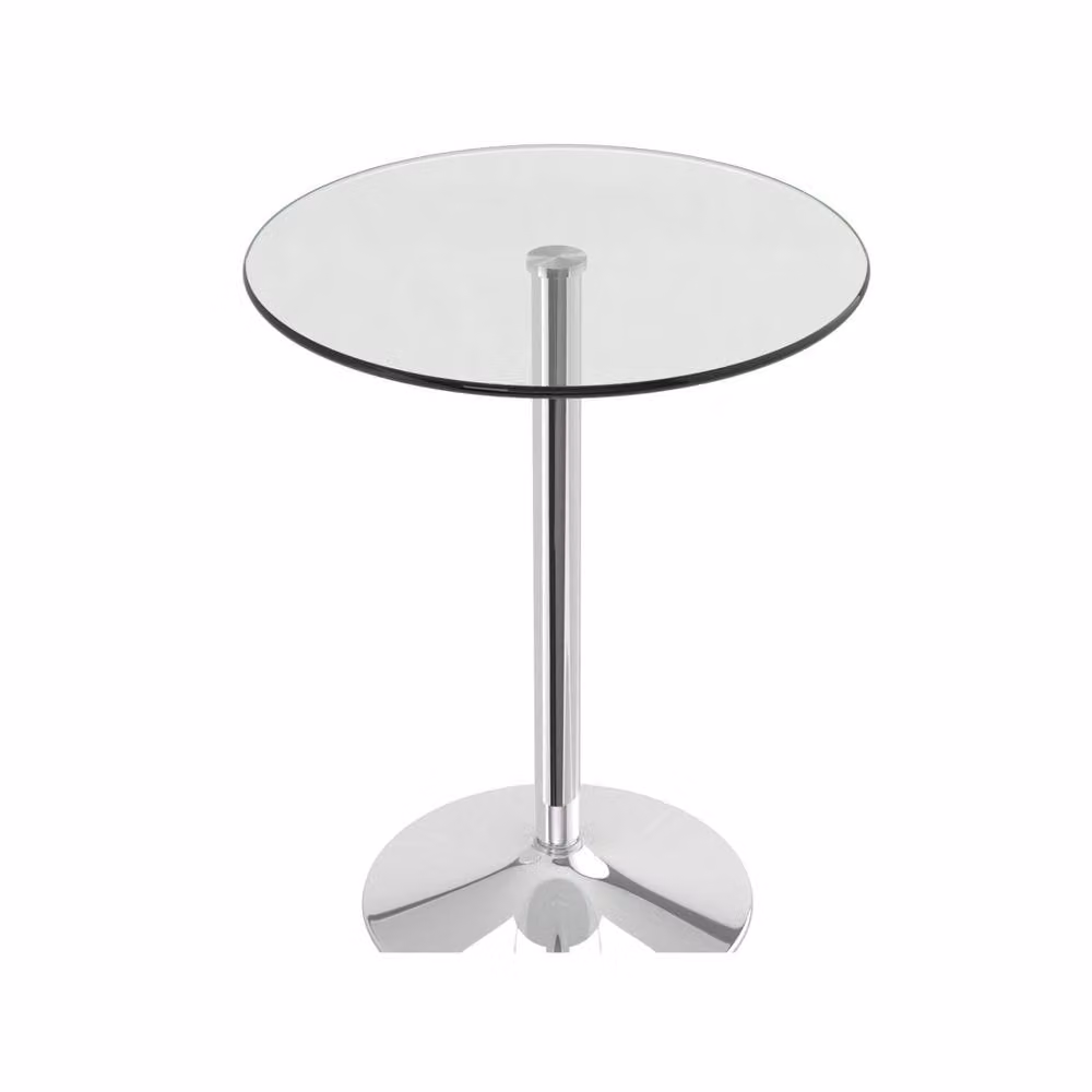 netfurniture Vatori Tall Poseur Kitchen Bar Table with Clear Glass Top, H 105 x W 60 x D 60 cm – 2