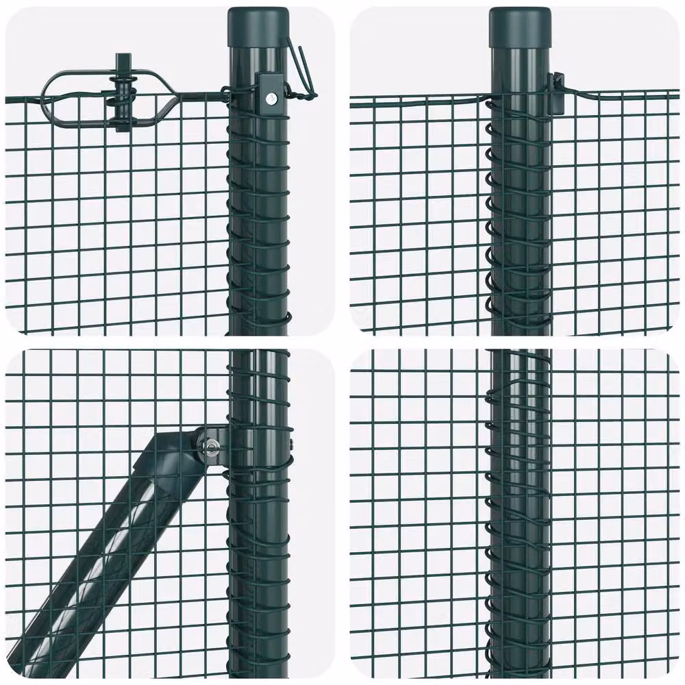 Berkfield Home Green Steel and PVC Round Mesh Fence Post Set of 2, H: 1 m, W: 25 cm – 5