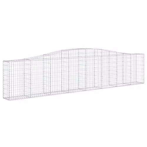 vidaXL Arched Gabion Baskets, 3 Piece Set, Galvanised Steel, Silver, W/D/H: 400 x 30 x 80/100 cm – 1