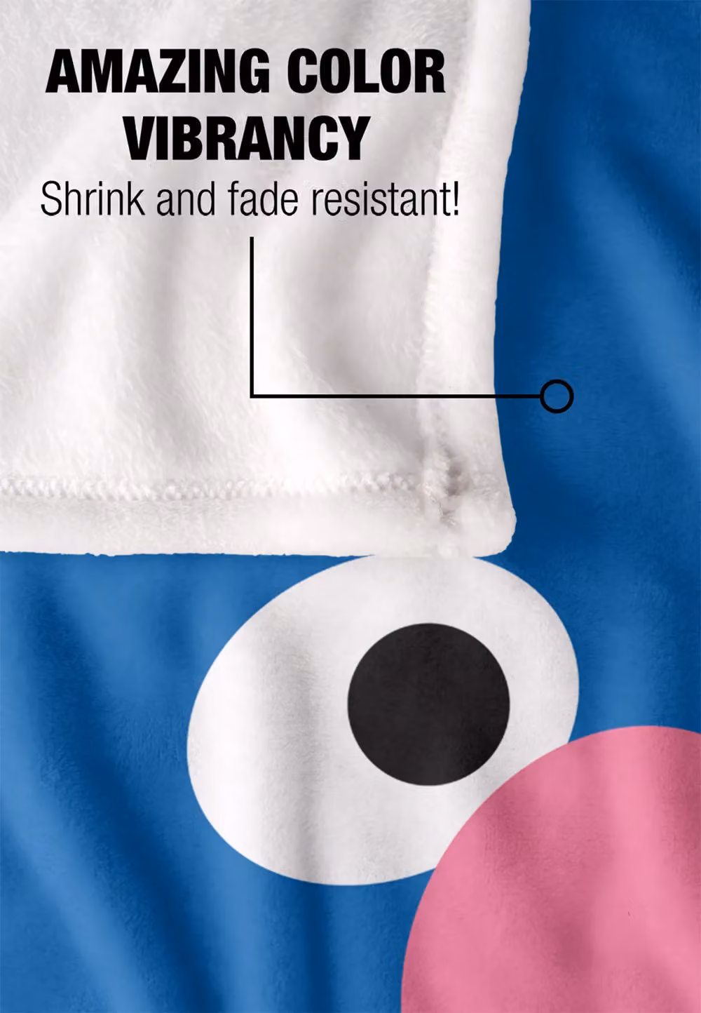 Sesame Street Grover Face Silky Touch Super Soft White Throw Blanket W: 152 cm, D: 127 cm – 2