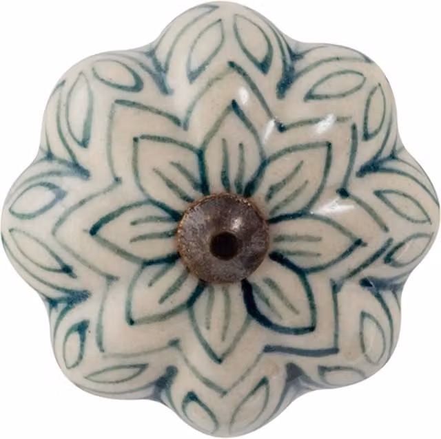 Nicola Spring Floral Ceramic Cabinet Knob in Green – 1
