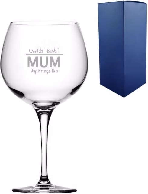 Uniqueful Personalised Engraved Mother's Day Gin Balloon Cocktail Glass in Clear, 1000ml