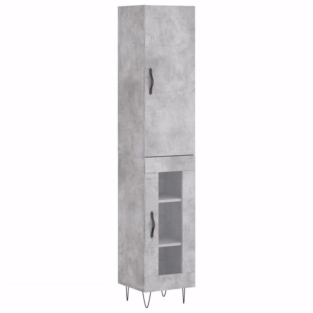 Berkfield Home Industrial Highboard in Concrete Grey, H 180 x W 34.5 x D 34 cm – 3