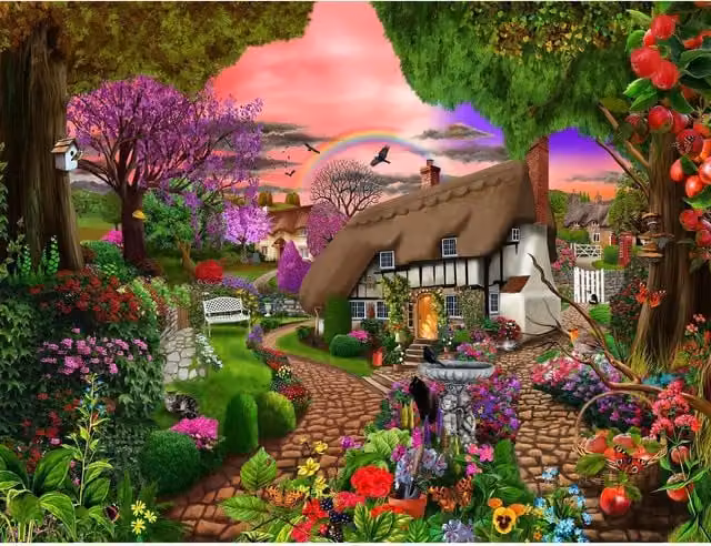Cottage Garden Rainbow 1000 Piece Multicolour Jigsaw Puzzle