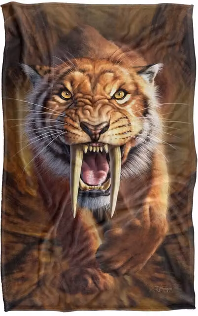 JQ Licensing Jlo Saber-Toothed Tiger Super Soft Silky Touch Fleece Throw Blanket, Multicolour, W/D/H: 91 x 147 cm – 6