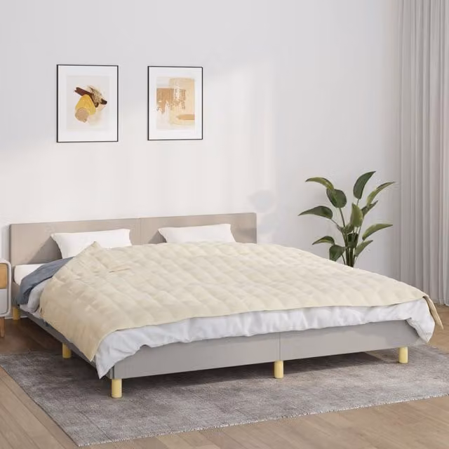 Berkfield Home Weighted Blanket in Beige, 155 x 220 cm, 7 kg