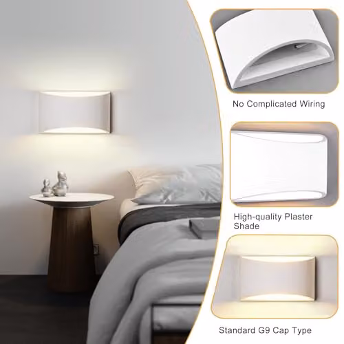 Harper Living Art Deco White Ceramic and Plaster Up and Down Indoor Wall Light – 3