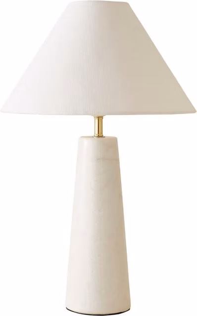 Margot Marble Table Lamp in White with Fabric Shade