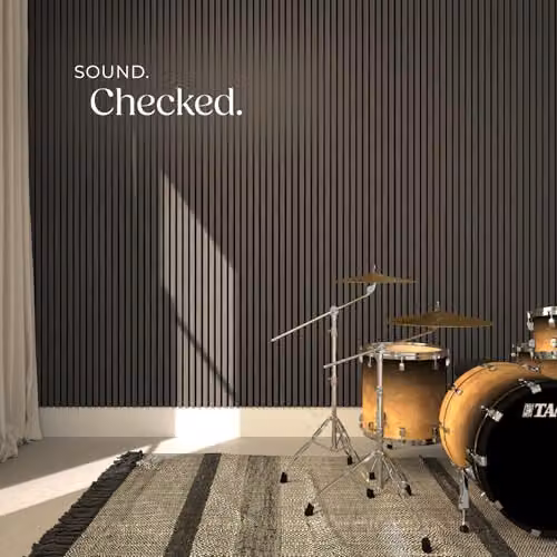 tectake Set of 2 Sound-Absorbing Acoustic Wall Panels with Wood Look and MDF, Grey, W: 120 cm, D: 60 cm, H: 2.1 cm – 7