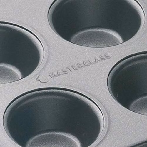 MasterClass Non-Stick Carbon Steel 12 Hole Mini Muffin Tray, Grey, W: 26 cm x D: 20 cm – 4