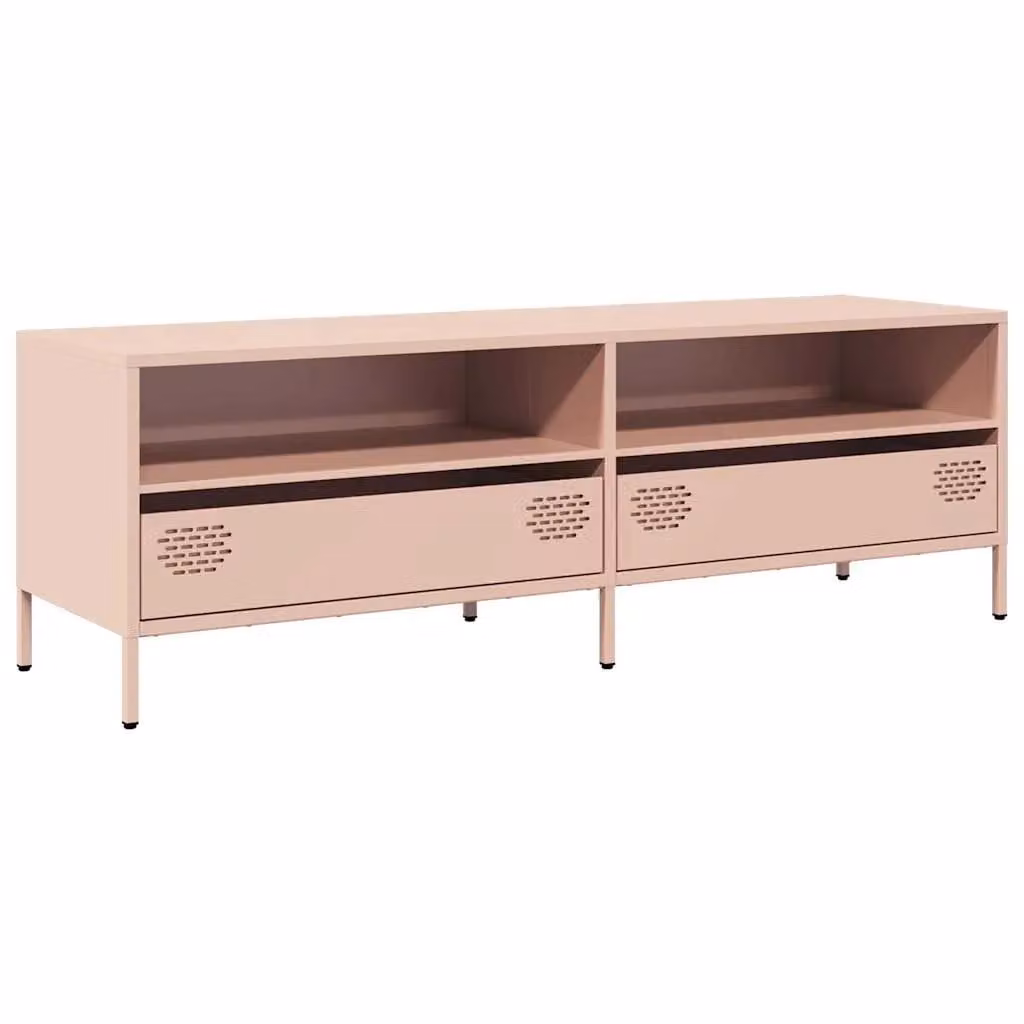 Berkfield Home Pink Industrial TV Cabinet in Matt Cold-rolled Steel, W: 135 cm, D: 39 cm, H: 43.5 cm – 2
