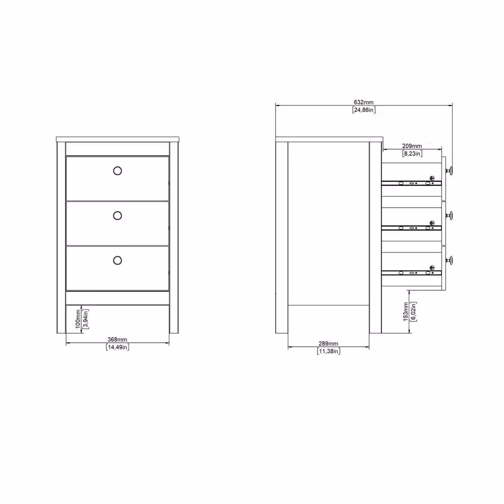 Wyld Haus Gossmere Matt Black 3-Drawer Bedside Table – 6