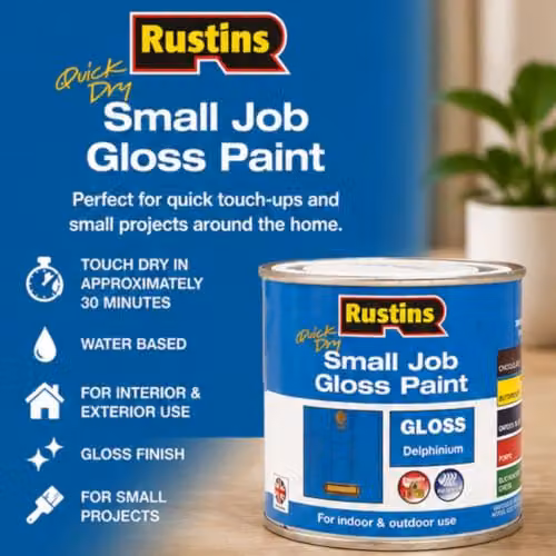 Rustins Quick Dry Water Based Gloss Paint Delphinium Blue 250ml – 2