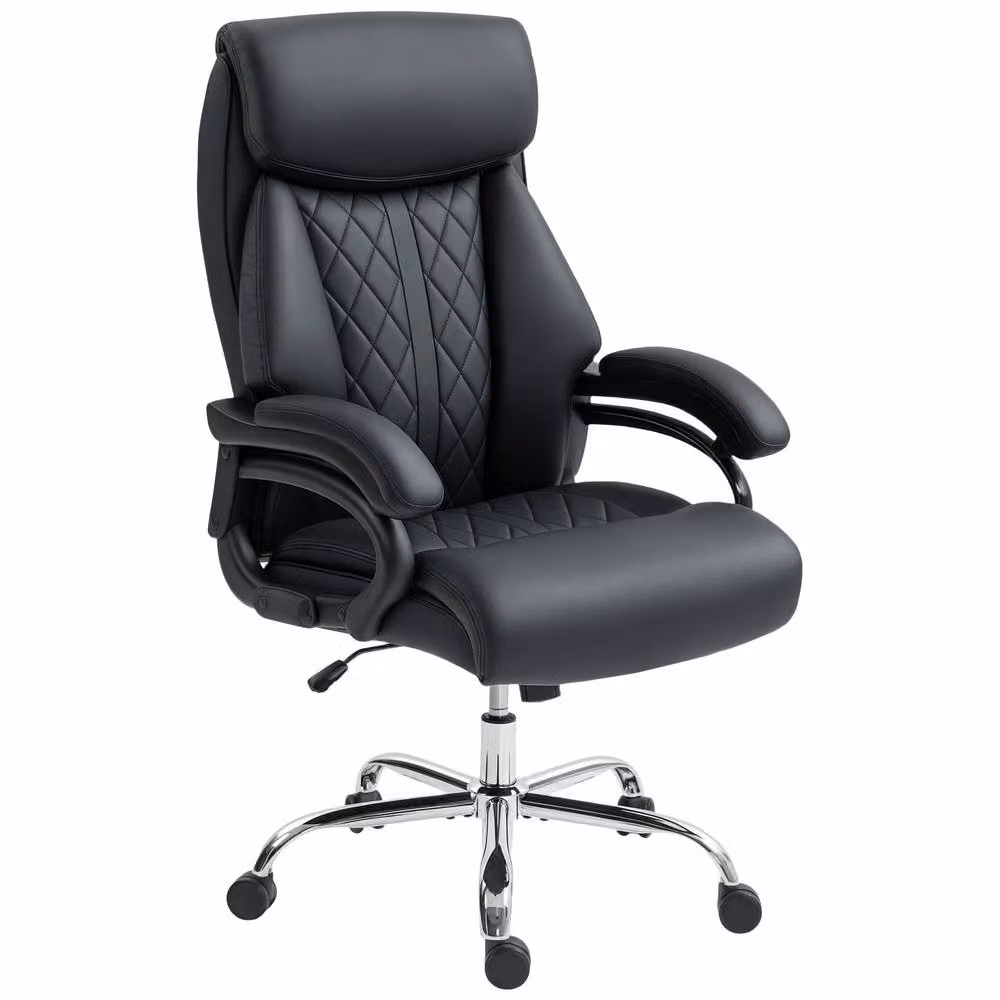 Rolipo Executive Office Chair in Black with Synthetic Leather and Spring Cushion – 2