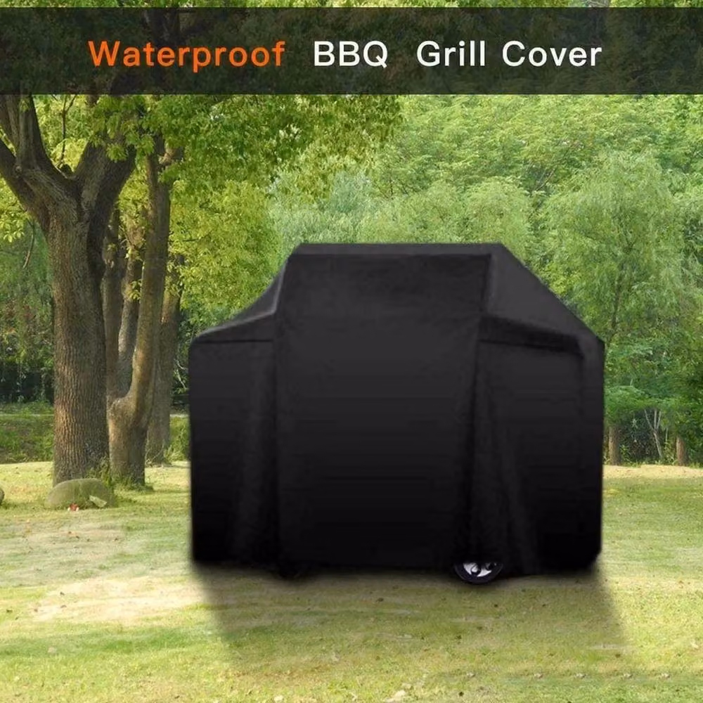 NESTLUNE Heavy Duty Large BBQ Cover in Black, Waterproof 600D Oxford Polyester – 5