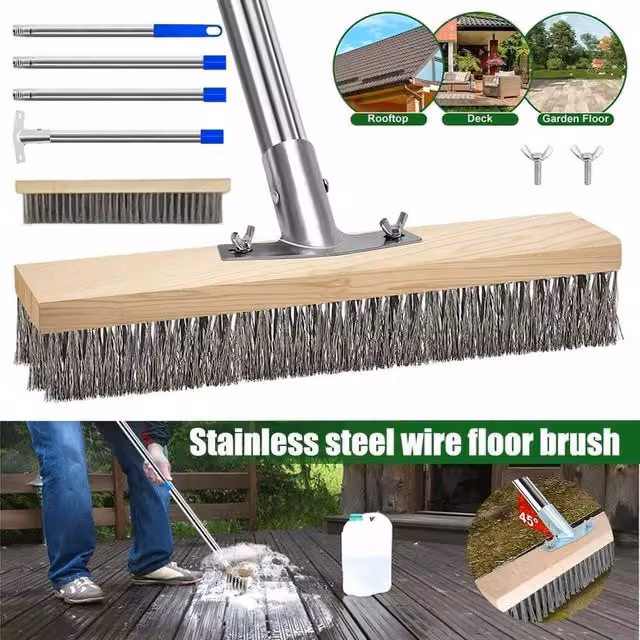 Kelvenix Brown Stainless Steel Wire Brush with Telescopic Handle