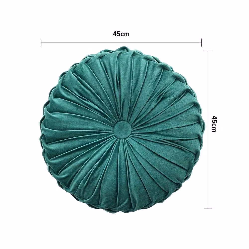 FLAVORA Green Round Velvet Cushion, Diameter: 45 cm