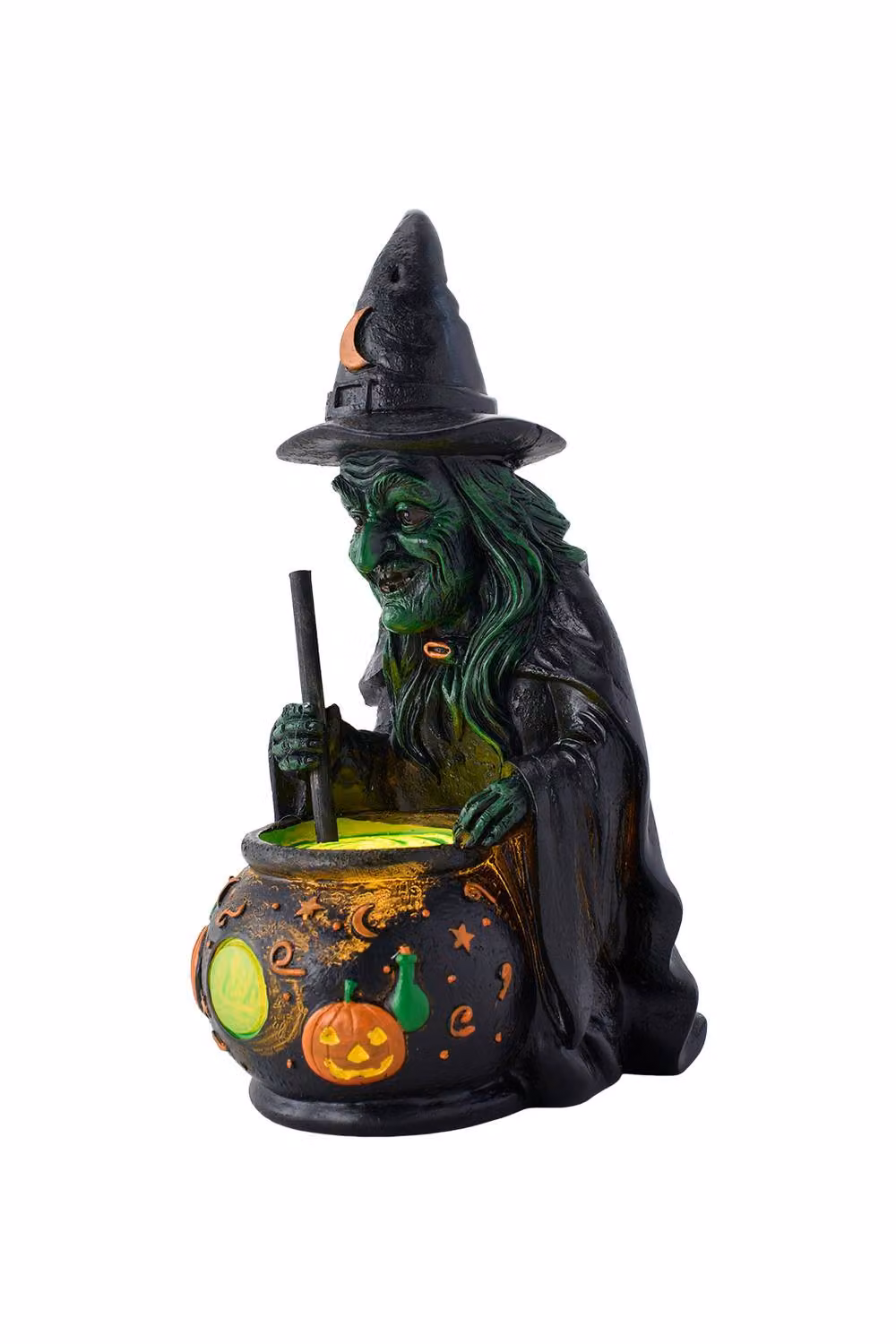 Living and Home Halloween Light-up Witch Cauldron Tabletop Figurine in Black and Green – 2