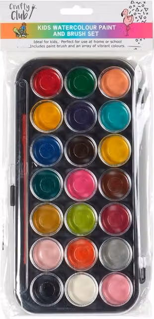 Crafty Club Multicolour Kids Watercolour Paint and Brush Set