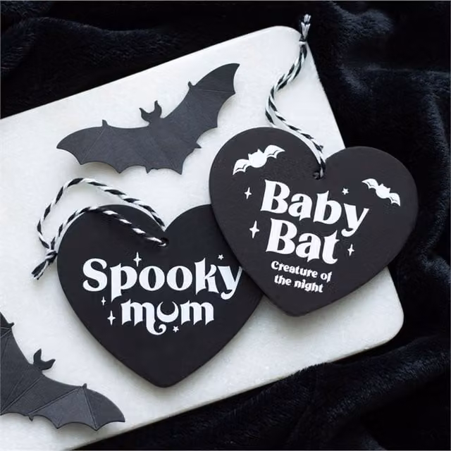 KDMK Baby Bat Creature Of The Night Hanging Heart Wall Plaque, Yellow