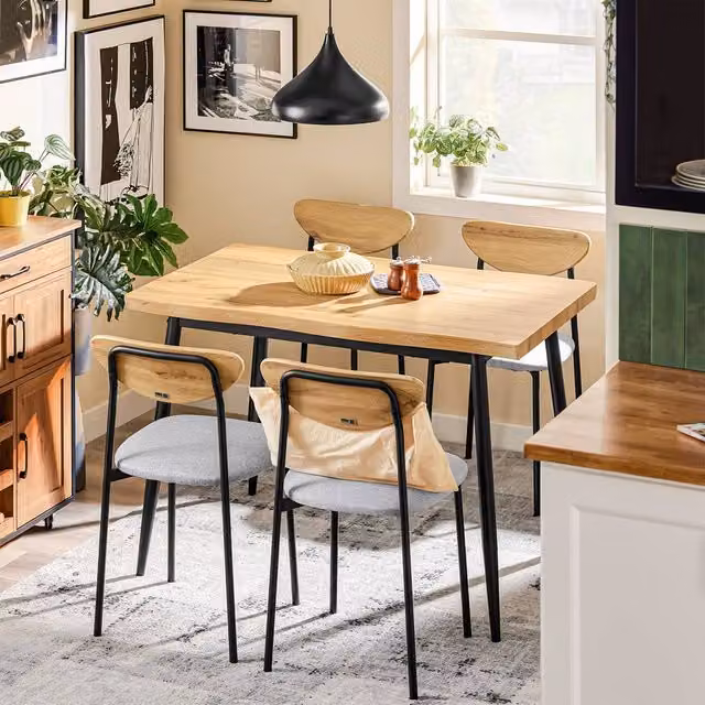 SoBuy Scandinavian Dining Table and Chair Set in Brown with Matt Finish – 1