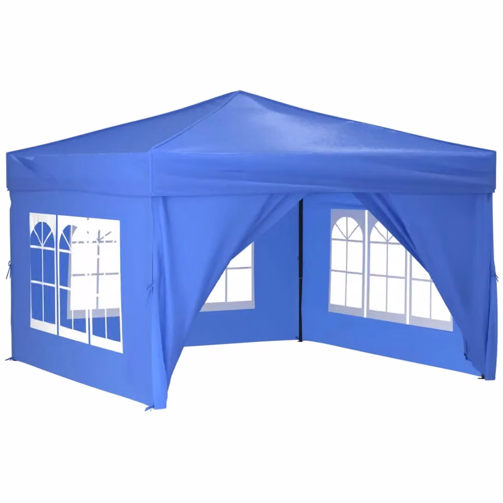 Berkfield Home Folding Party Tent with Sidewalls and Windows, Blue and Silver, W: 3 m x D: 3 m x H: 3 m – 2