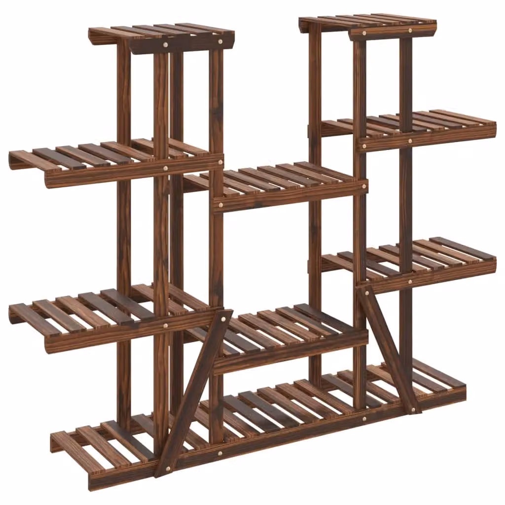 Berkfield Home Retro Solid Wood Flower Stand, Brown, W/D/H: 110 x 25 x 110.5 cm – 2