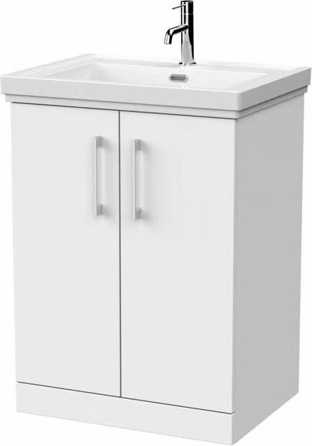 Balterley Pershall 2 Door Matt White Vanity Unit and Fireclay Basin, Width: 60 cm