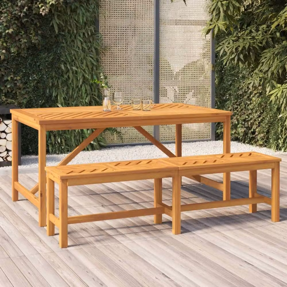 Berkfield Home Beautiful Garden Dining Table in Brown Solid Oiled Acacia Wood, W: 150 cm, D: 90 cm, H: 74 cm – 1