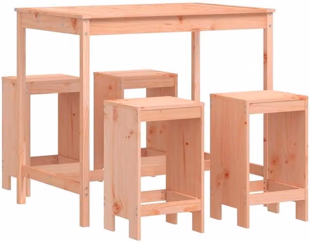 Berkfield Home 5 Piece Solid Wood Douglas Garden Bar Set in Brown