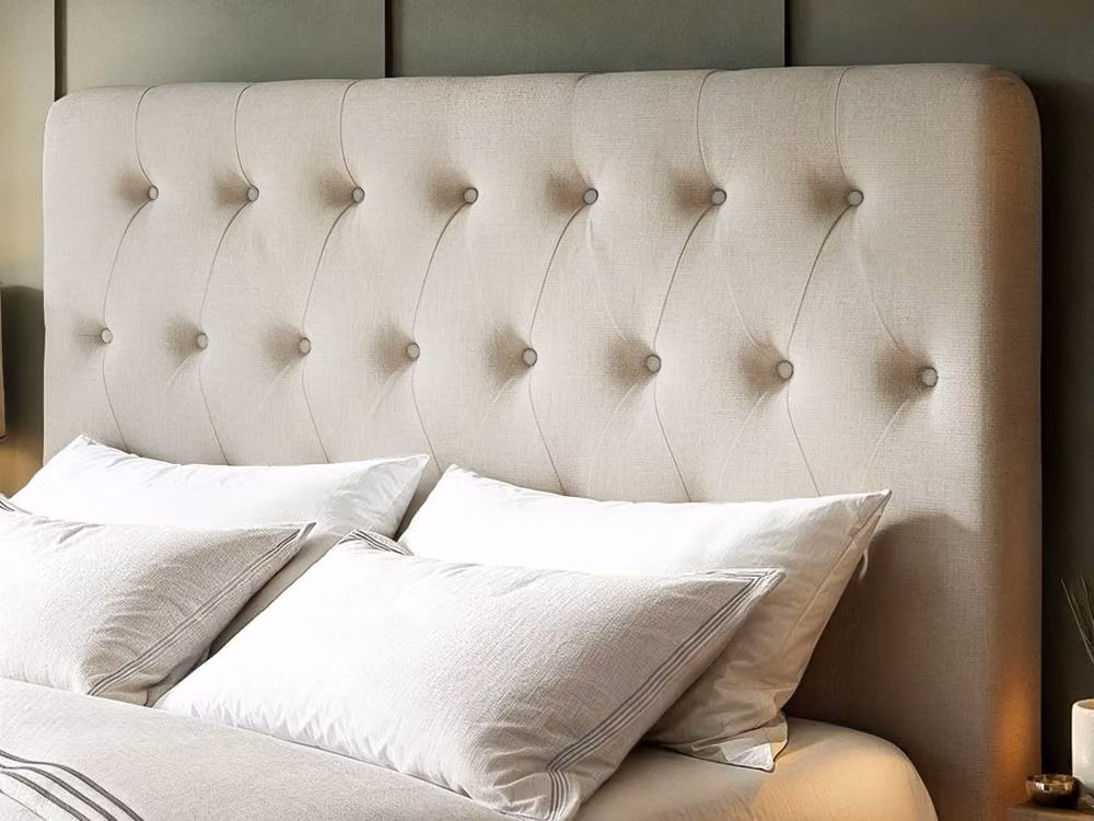 Flair Furnishings Marley Buttoned Chesterfield Ottoman Bed in Beige Velvet, W/D/H: 140 x 200 x 132 cm – 3