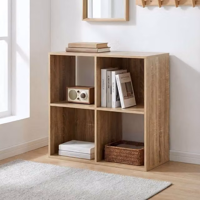 Home Garden Direct Jane 2x2 Cube Storage Box Bookshelf in Oak