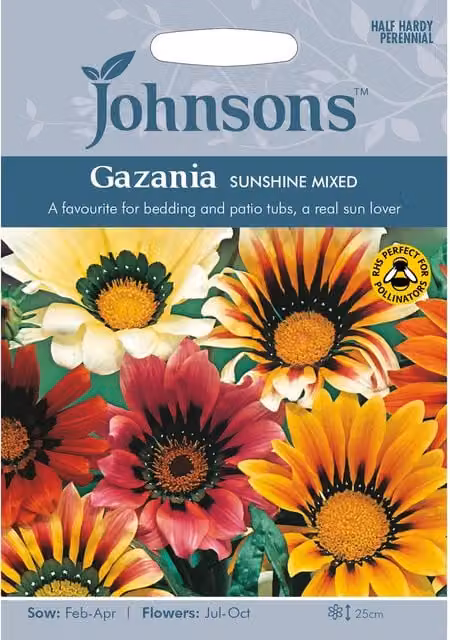 Johnsons Mixed Colour Gazania Sunshine Ornamental Flower Seeds