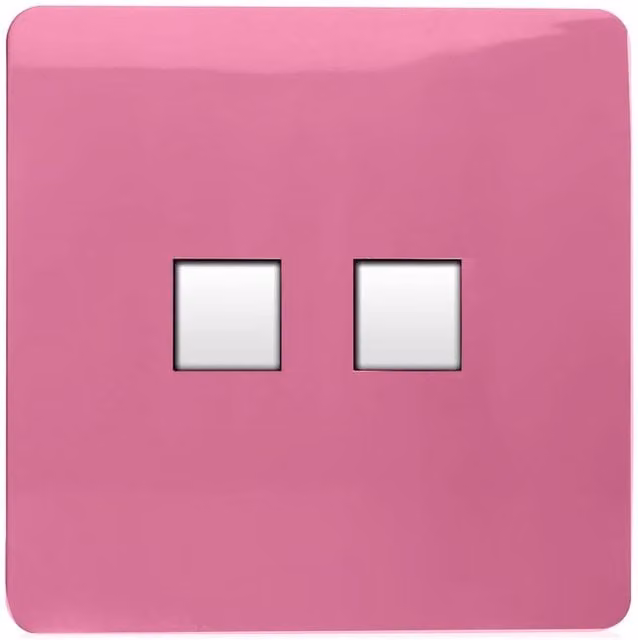 Trendi Switch 2 Gang RJ45 Cat 5e Ethernet and Telephone Secondary Sockets in Candy Pink