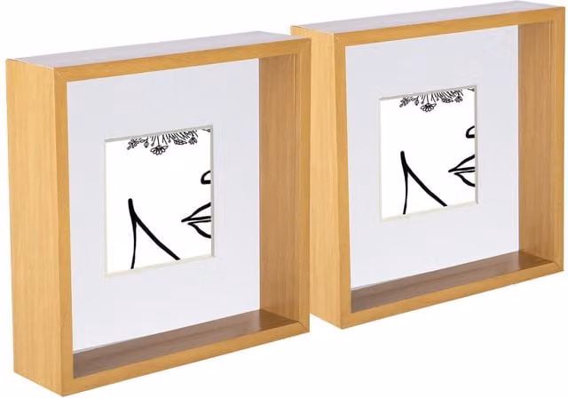 Nicola Spring Pack of 5 Modern Square 3D Deep Box Photo Frames in White, W/D/H: 20.32 x 20.32 x 20.32 cm