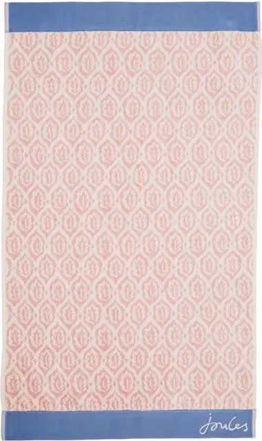 Joules Pink Leaf Trellis Cotton Terry Hand Towel