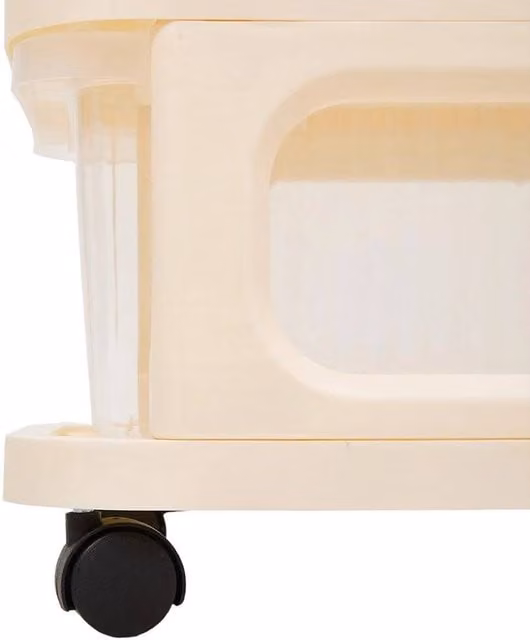 FORGEVIO 2 Tier Mobile Organizer Shelf Storage Drawer Cabinet in Beige