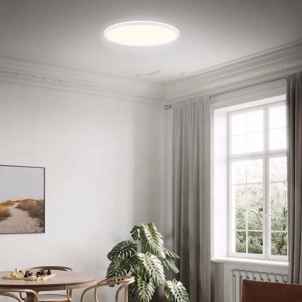 Briloner Leuchten Round LED Ceiling Panel with Backlighting Effect, White, Ø 42 cm, 22 W, 3000 lm, 4000 K – 3