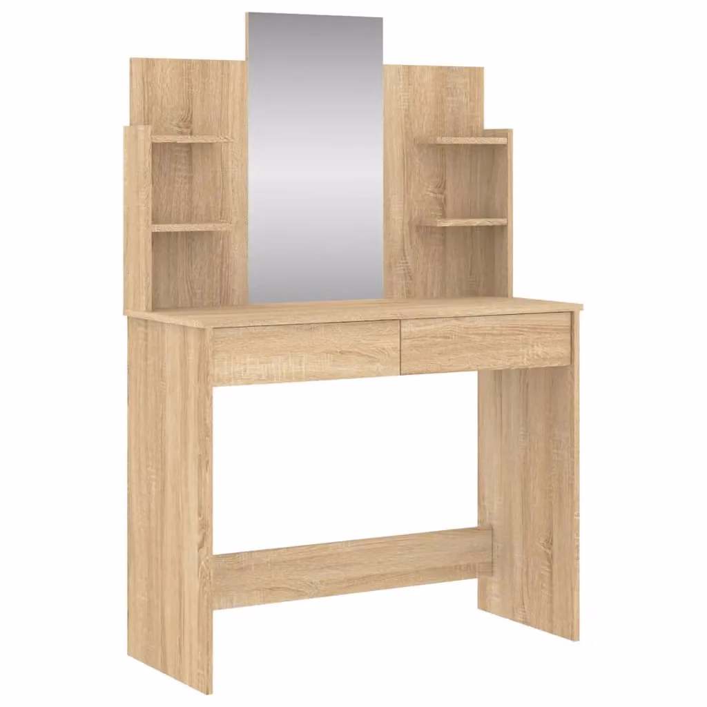 Berkfield Home Sonoma Oak Dressing Table with Mirror in Brown, W/D/H: 96 x 39 x 142 cm – 2