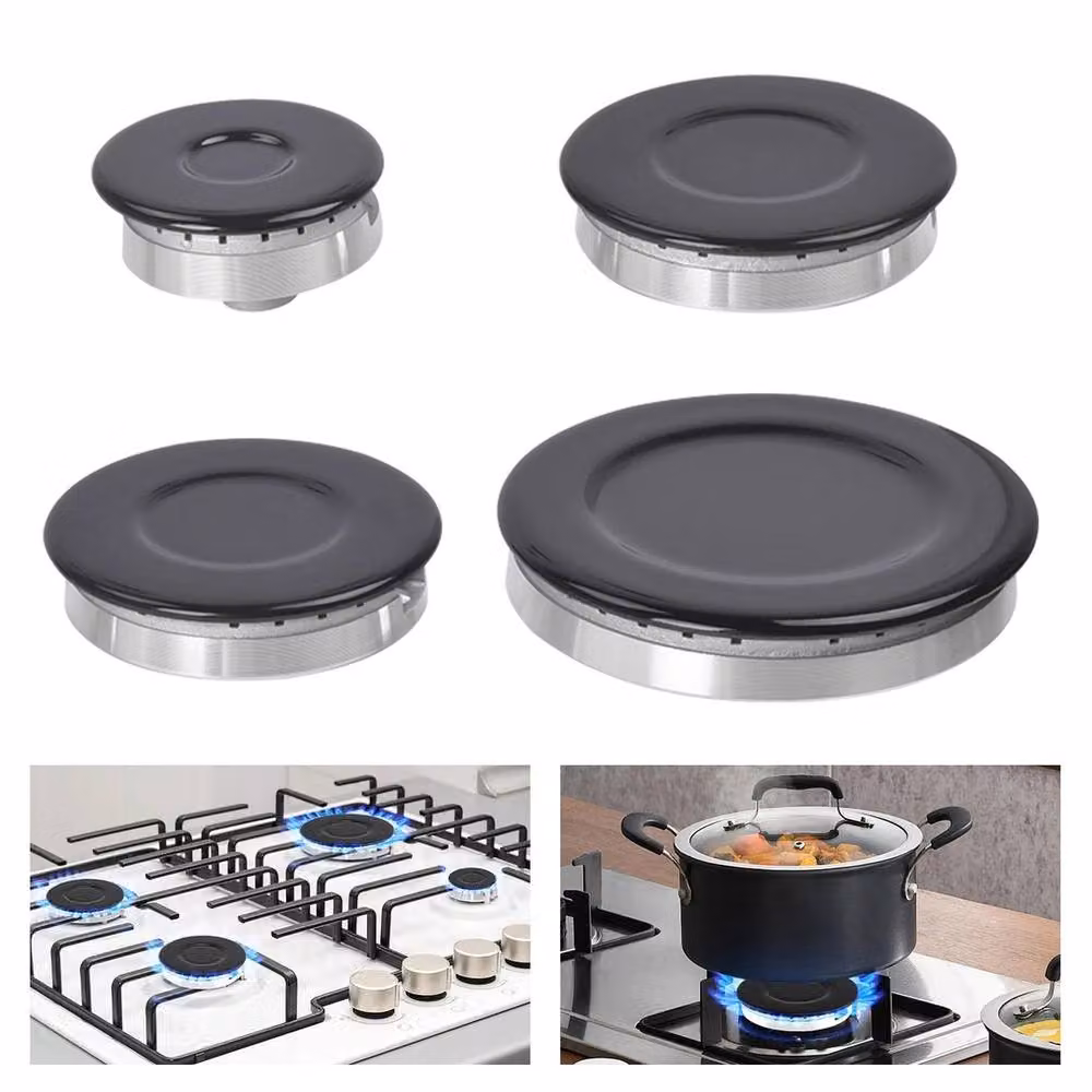 Havendro 4-Burner Gas Hob Crown Kit and Cap Set in Black – 6